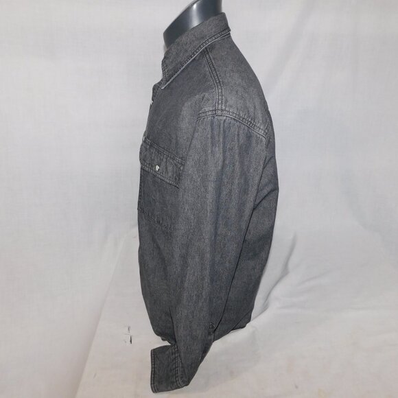 Dakota Workpro Series Mens L Black Collard  Denim Pearl Snap Closure Shirt - Picture 10 of 14